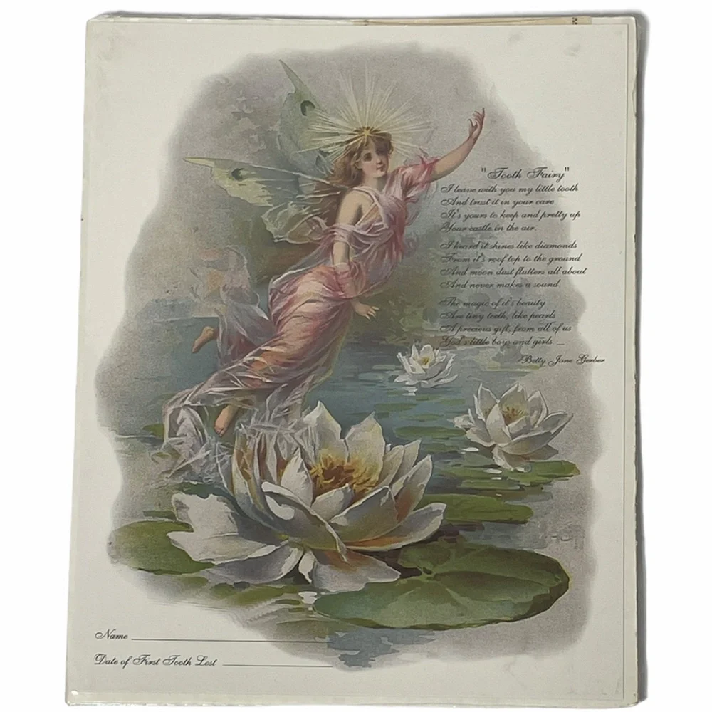 Vintage Lithograph Tooth Fairy Certificate Keepsake Victorian Old Print Factory